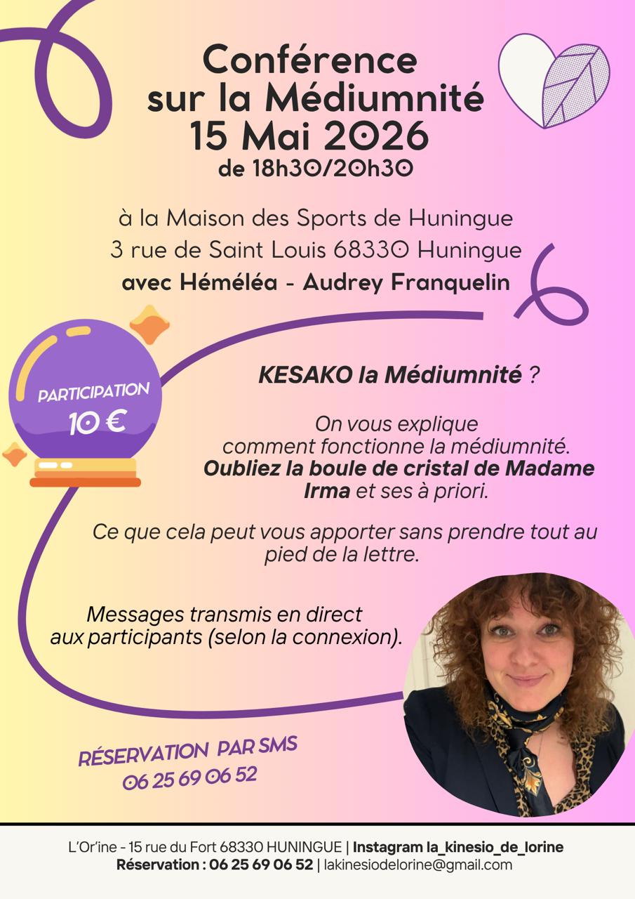 Affiche Conférence Médiumnité 15 mai